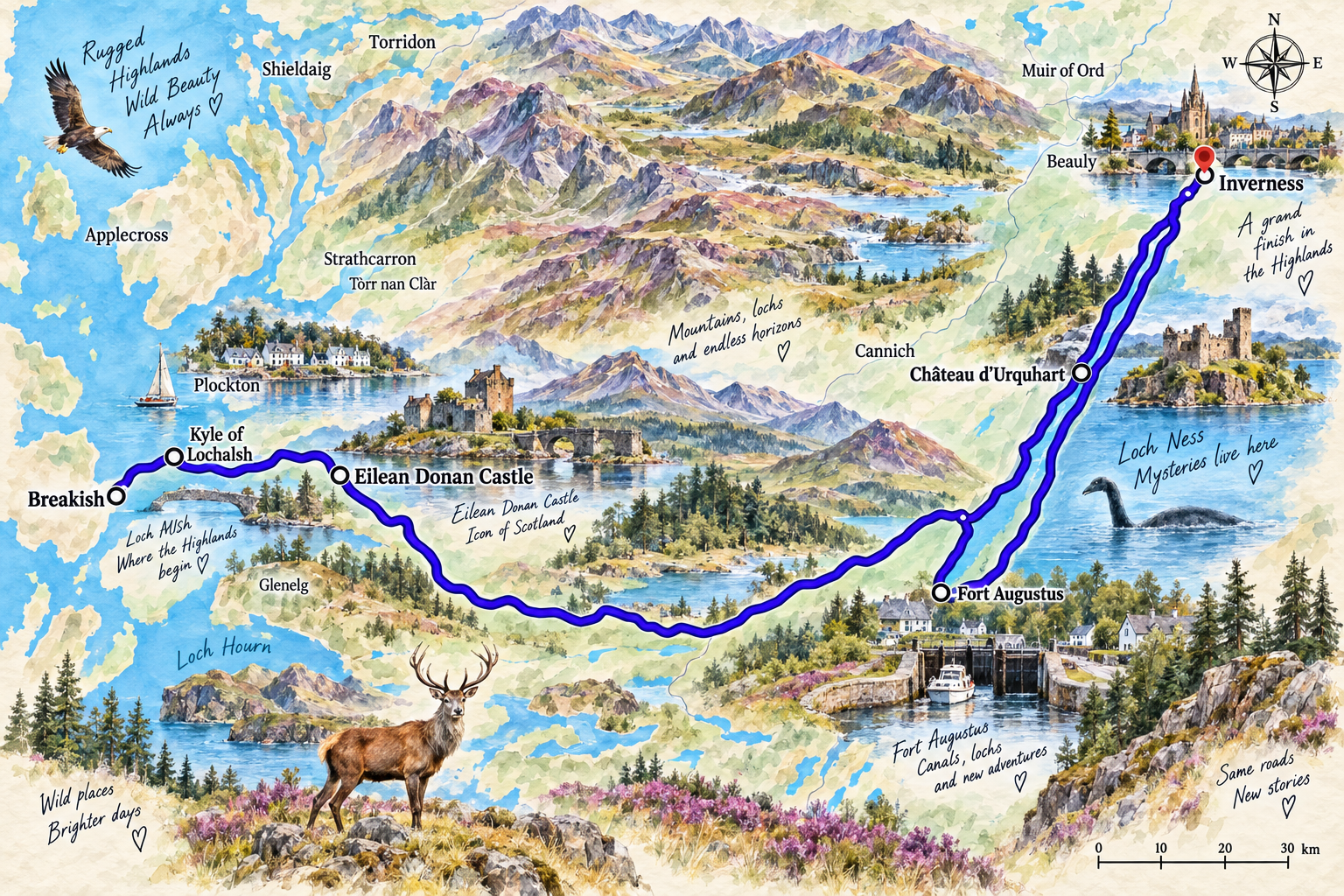 Today’s itinerary 7 entre Breakish, Loch Ness et Inverness